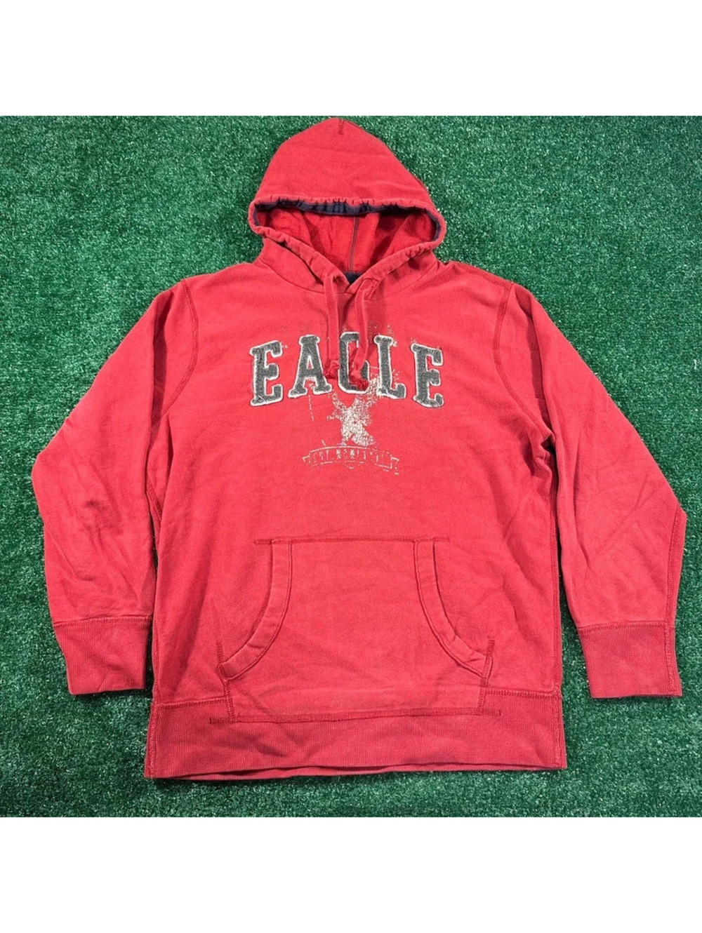 Y2K American Eagle embroidered eagle fleece red hoodie sweatshirt size xl